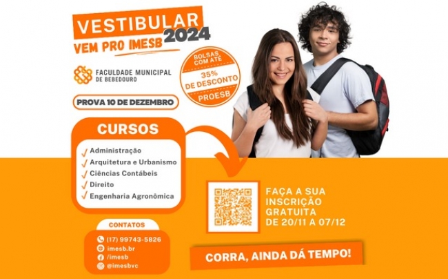 IMESB divulga edital de vagas remanescentes do Vestibular e Processo Seletivo de bolsas Proesb/2024